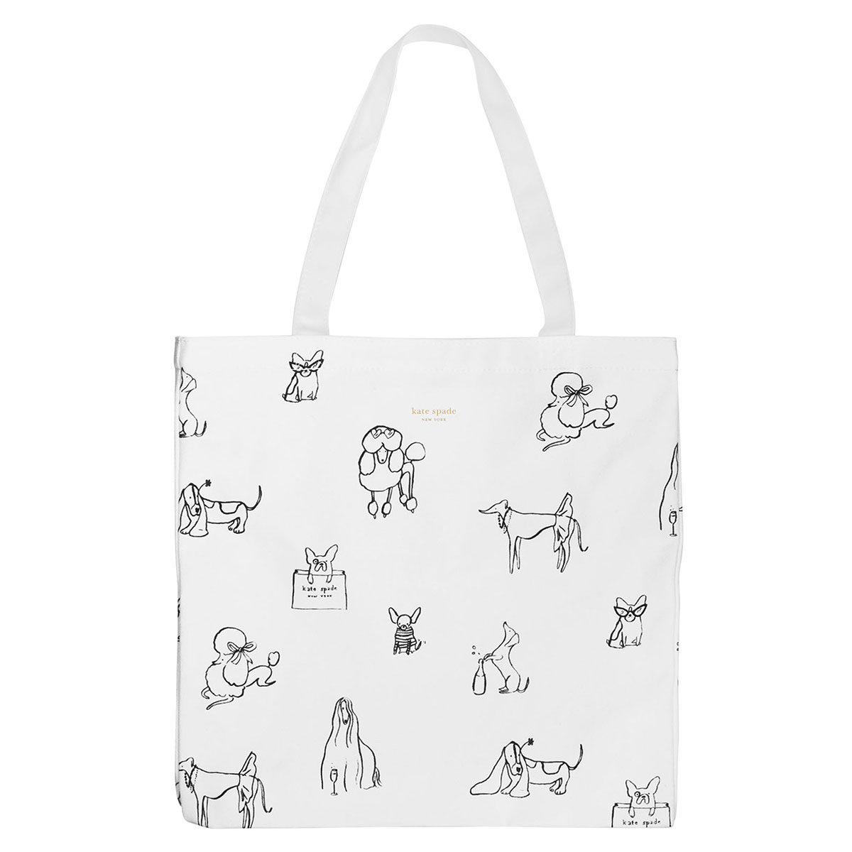 Kate Spade New York Dog Party Canvas Book Tote Bag | Temptation Gifts