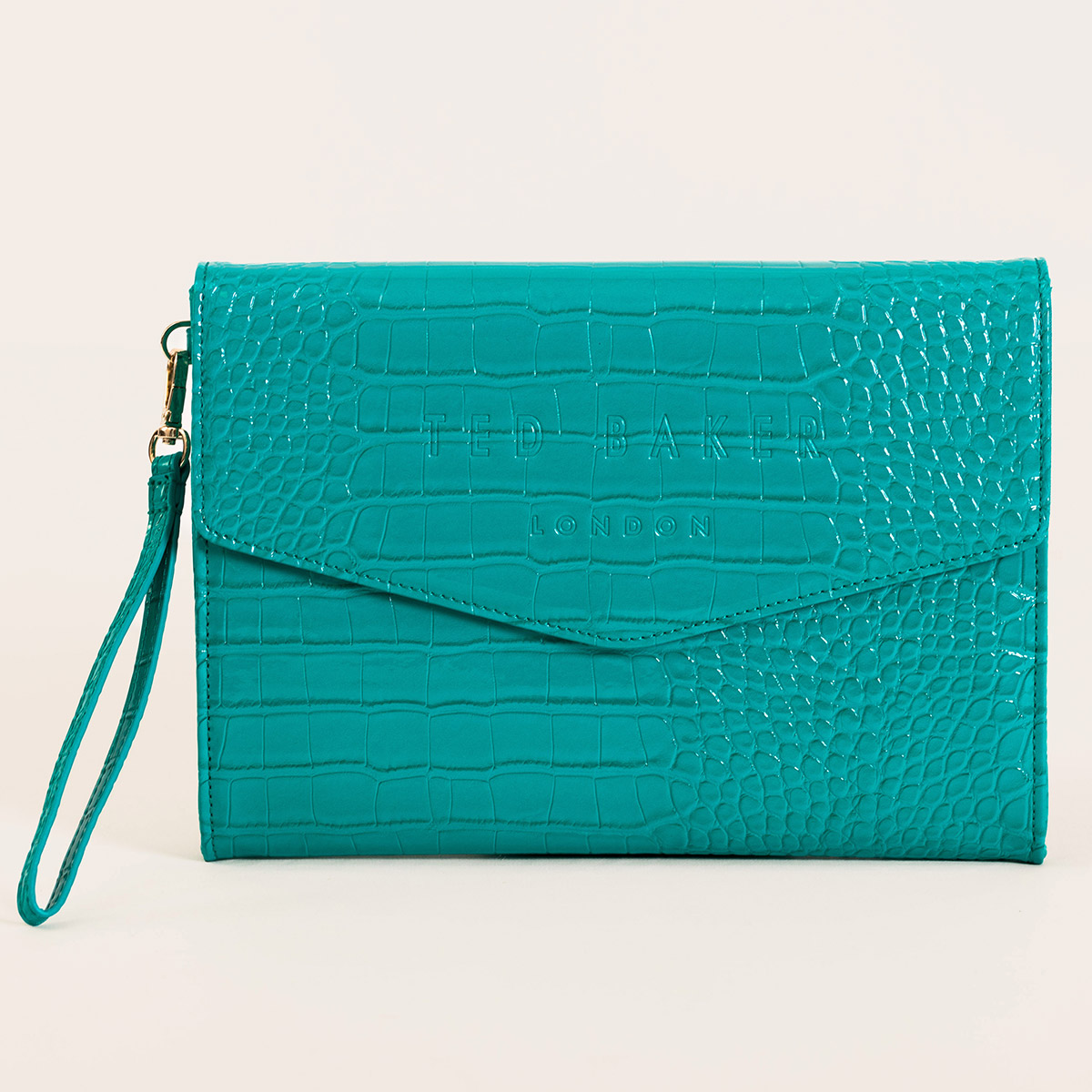 Ted Baker CROCEY Teal Blue Croc Envelope Pouch Bag Temptation Gifts
