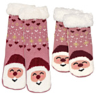 Pink Santa Mother & Child Set of 2 Matching Slipper Socks