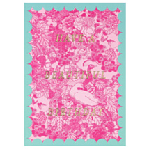 V&A Scalloped Pink Peacock Beautiful Birthday Card