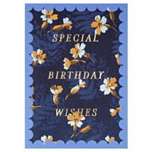 V&A Scalloped Navy and Orange Floral Special Birthday Wishes Card