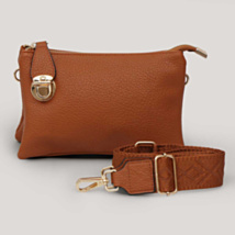 Brown Multi Compartment Small Crossbody Bag