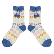 Maddie Blue Hearts Wool Socks