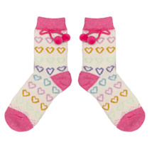 Maddie Pink Hearts Wool Socks