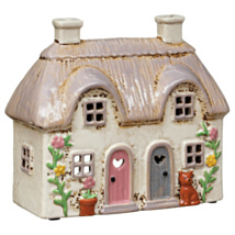 Double Garden Thatched Cottage Tealight Holder