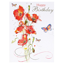 Poppies Decoupage Birthday Card
