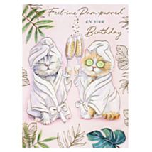 Feel-ine Pam-purred Decoupage Birthday Card