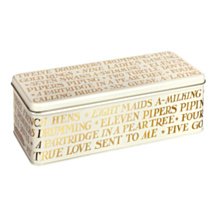 ‘12 Days Of Christmas’ Gold Toast Long Deep Rectangular Tin