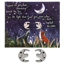 ‘Friendship’ Heart and Moon Silver Plated Earrings 