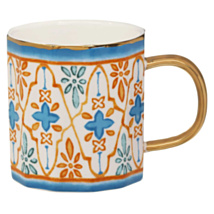 Golden Handle Blue Mug