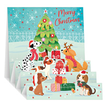 Dogs Christmas Tree 3D ZigZag Christmas Card