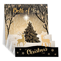 Golden Reindeer & Christmas Tree ‘Both Of You’ 3D ZigZag Christmas Card