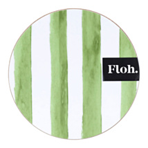 Olive Stripes Round Wooden Coaster