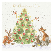 'Oh Christmas Tree' Countryside Animals Christmas Card