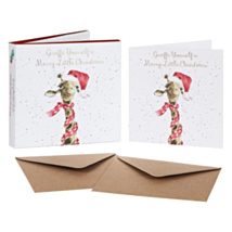 ‘Giraffe Yourself’ Giraffe Set of 8 Gold Foiled Christmas Cards