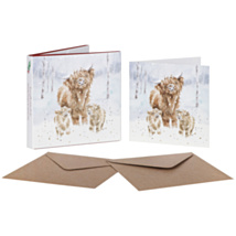 ‘A Highland Christmas’ Cows Set of 8 Gold Foiled Christmas Cards