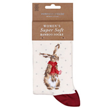 ‘Winter Hare’ Fair Isle Hare Women's Bamboo Christmas Socks