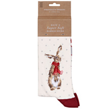 ‘Winter Hare’ Fair Isle Hare Men's Bamboo Christmas Socks