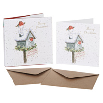 ‘Please Stop Here’ Robins Set of 8 Gold Foiled Christmas Cards