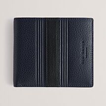 EVON Navy Stripe Leather Bifold Coin Wallet