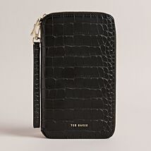 STINELL Black Croc Black Travel Organiser Wallet