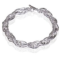 Silver Plated Contemporary Triple Link Bracelet
