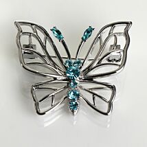 Silver-Plated Sparkle Filigree Butterfly Brooch