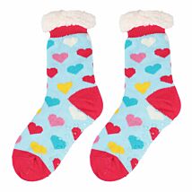 Hearts Blue Women’s Slipper Socks