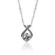 Silver Plated Kiss Suspended Sparkle Necklace