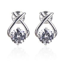Silver Plated Kiss Suspended Sparkle Earrings
