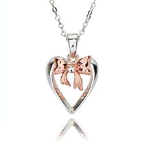 Eternal Bow Two Tone Bow Heart Necklace