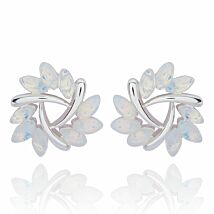 Silver Plated Moonstone Twist Stud Earrings