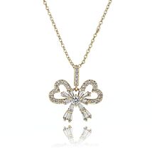 Eternal Bow Baguette Bow Gold Plated Necklace