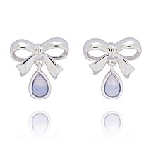 Candy Lilac Bow Silver Plated Stud Earrings