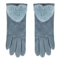 Heart Blue Pom Pom Gloves