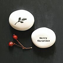 ‘Merry Christmas’ Porcelain Pebble