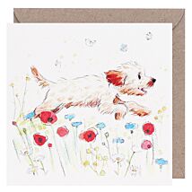 Running Cockapoo Square Greetings Card