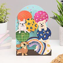 Dogs & Balloons Paper Cut Art Birthday Card