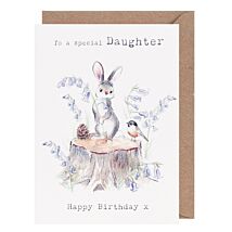 Rabbit, Bird & Bluebells ‘Daughter’ Birthday Card