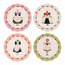Spring Set Of 4 Round Ceramic Coasters with Holder