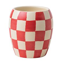 Checkmate 311g ‘Rose & Santal’ Red Chequered Porcelain Candle