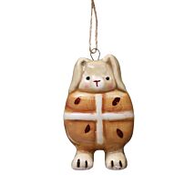 Hot Cross Bunny Ceramic Hanging Easter Decoration