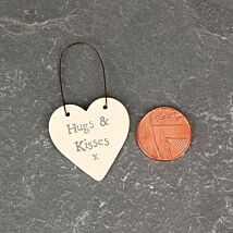 'Hugs & Kiss' 3cm Little Heart On Wire