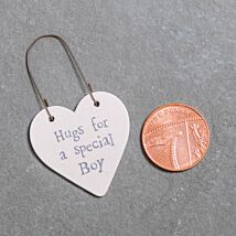 ‘Hugs For Special Boy’ 3cm Little Heart On Wire