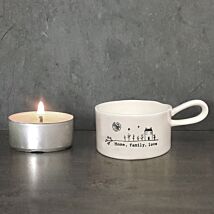 Home, Family, Love Handled Tea Light Holder