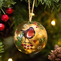Robin Christmas Tin Bauble