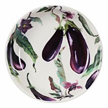 Vegetable Garden Aubergine & Flowers Medium Pasta Bowl
