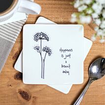 ‘Happiness Is Just A Biscuit Away’ Floral Coaster