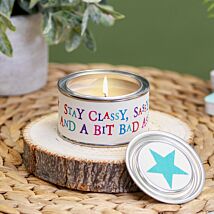 ‘Stay Classy, Sassy & A Bit Bad Assy’ Wobbly Word Candle