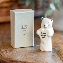 Porcelain Cat With Heart